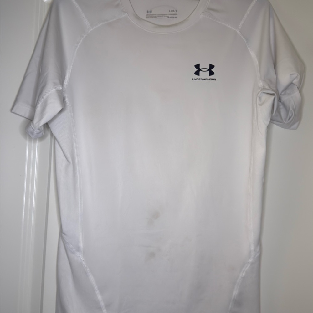 Under Armour White Short Sleeve Compression Shirt Size Large Men’s